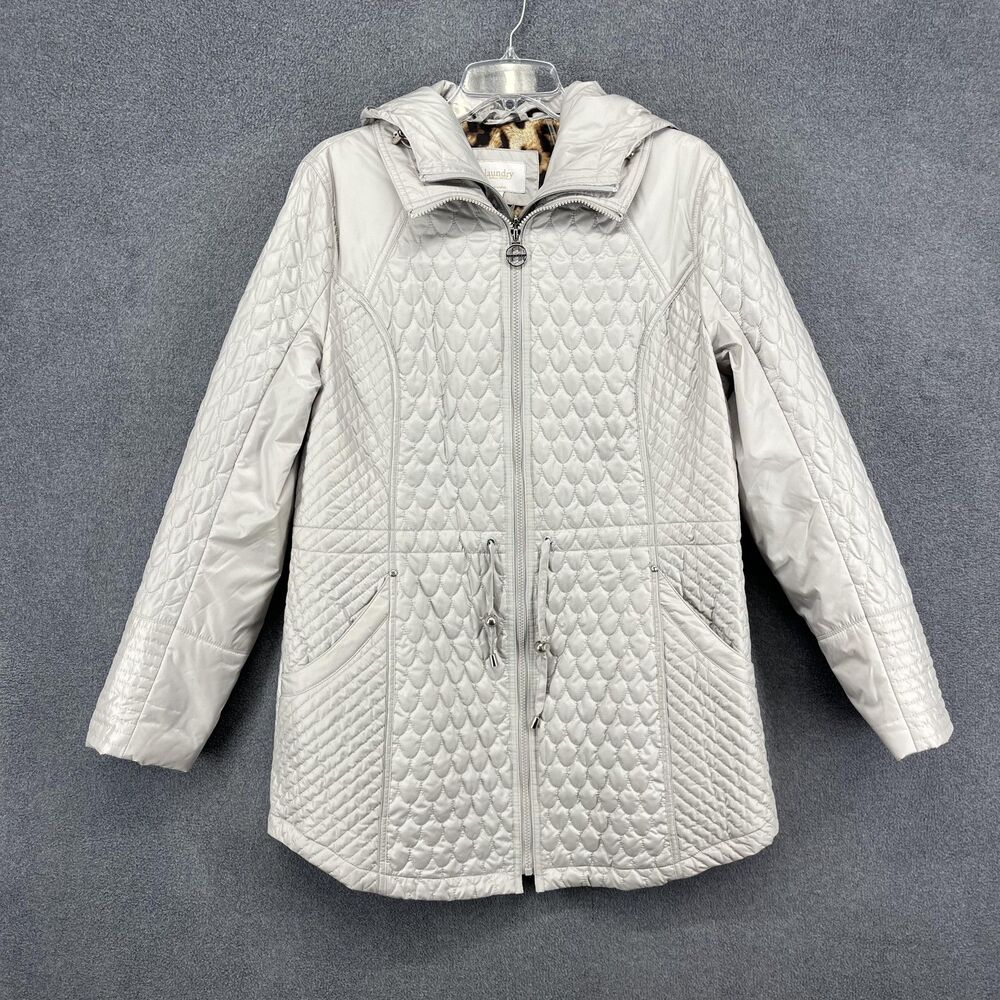 Laundry by Shelli‎ Segal Coat Womens XL Quilted Hooded Mid Length Polyester Zip